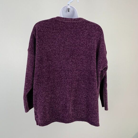 Express sz M Sweater Purple Deep V-neck Boxy Style Chenille New NWT - Picture 3 of 7